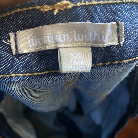 Woman Within Elastic Waist 5-pocket high rise Dark Wash Jeans 20W Tall - Picture 14 of 15